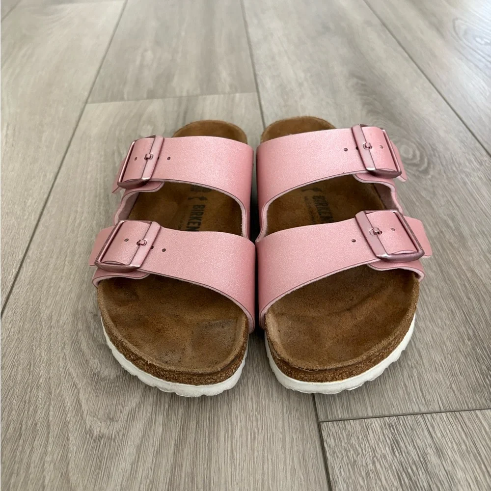 Birkenstock Womens Size 38/7-7,5 Arizona Icy Metallic Old Rose Sandals - Picture 8 of 11